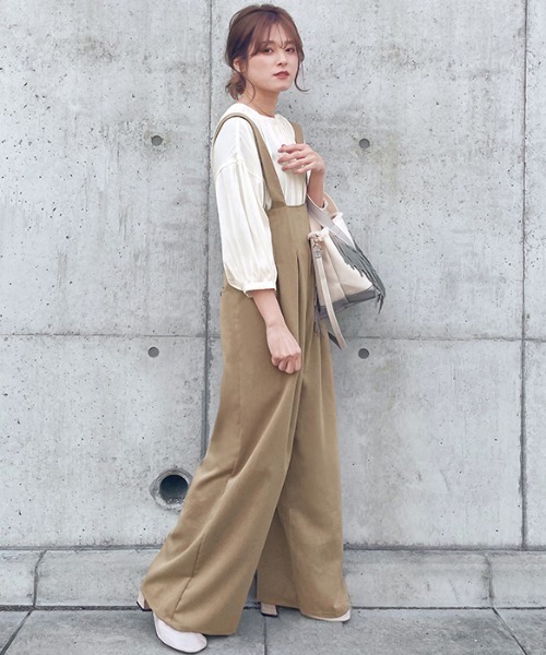 GeeRA（ジーラ）の「ハイウエスト大人サロペット（サロペット/オーバーオール・レディース・ベージュ/カーキ・LARGE/SMALL/X-LARGE/MEDIUM）」の8枚目の写真