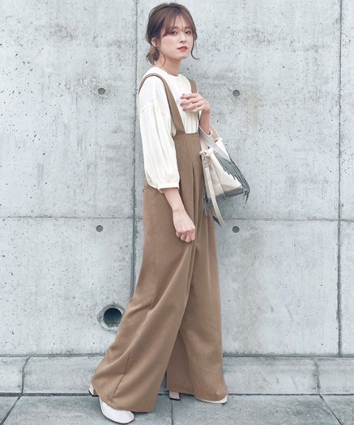 GeeRA（ジーラ）の「ハイウエスト大人サロペット（サロペット/オーバーオール・レディース・ベージュ/カーキ・LARGE/SMALL/X-LARGE/MEDIUM）」の16枚目の写真