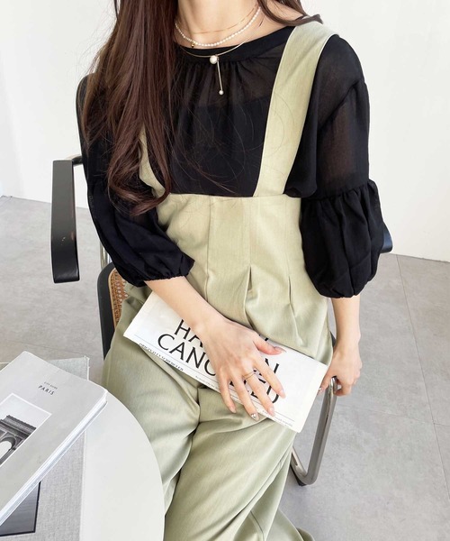 GeeRA（ジーラ）の「ハイウエスト大人サロペット（サロペット/オーバーオール・レディース・ベージュ/カーキ・LARGE/SMALL/X-LARGE/MEDIUM）」の21枚目の写真