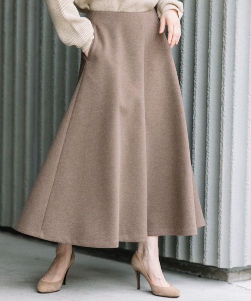 Munich(ミューニック)の「ウォームダブルジャージー フレアスカート(スカート・レディース・ブラック/ブラウン/キャメル・S/M/XS)」の1枚目の写真