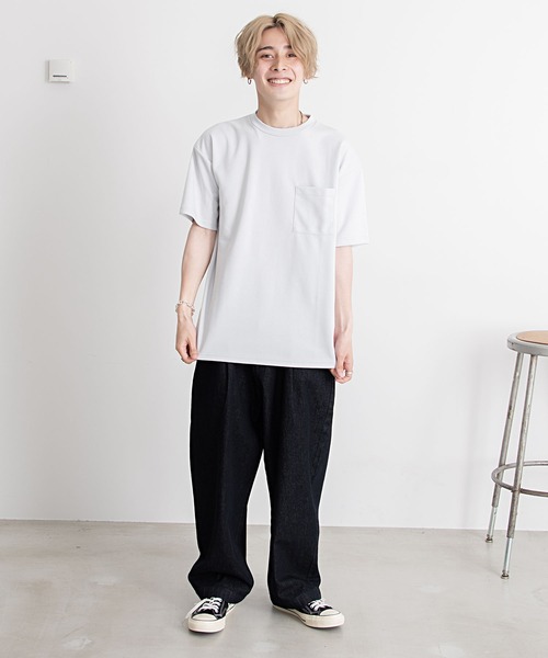 Goodwear（グッドウェア）の「『Goodwear/グッドウェア』WEB別注 USAコットン×吸水速乾クルーネックポケット付き半袖Tシャツ（Tシャツ/カットソー・メンズ・ブラック/グレー系/ネイビー/ベージュ/ホワイト/グリーン系1/ブルー系1・L/M/XL）」の22枚目の写真