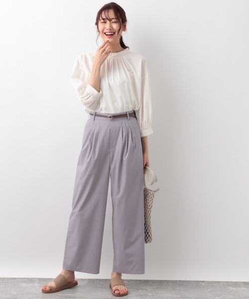 GLOBAL WORK（グローバルワーク）の「フリルスタンドブラウス6分袖/949654（シャツ/ブラウス・レディース・ホワイト/ブラック/その他・MEDIUM/LARGE）」の8枚目の写真