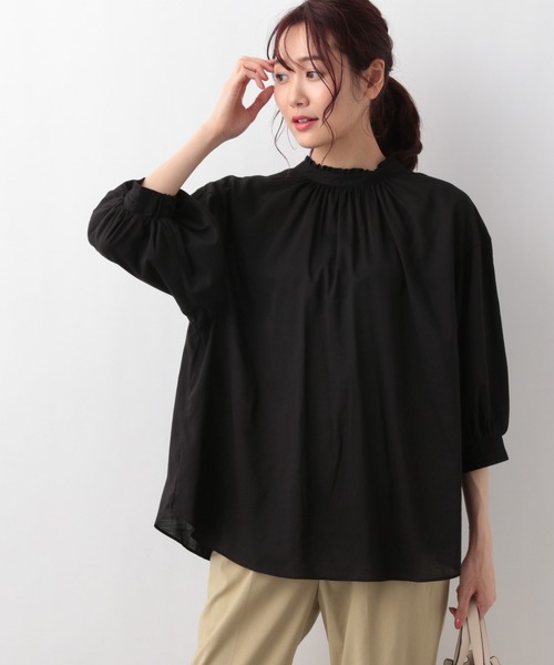 GLOBAL WORK（グローバルワーク）の「フリルスタンドブラウス6分袖/949654（シャツ/ブラウス・レディース・ホワイト/ブラック/その他・MEDIUM/LARGE）」の6枚目の写真