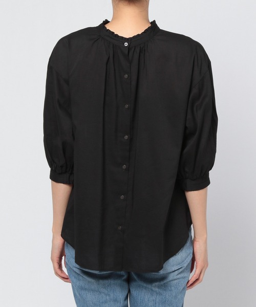 GLOBAL WORK（グローバルワーク）の「フリルスタンドブラウス6分袖/949654（シャツ/ブラウス・レディース・ホワイト/ブラック/その他・MEDIUM/LARGE）」の5枚目の写真