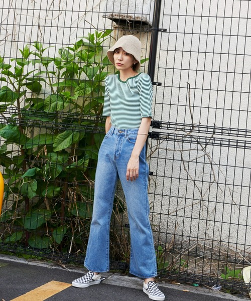 Auntie Rosa Holiday(アンティローザホリデー)の「ハーフスリーブリブボーダーCT(Tシャツ/カットソー・レディース・ブラック/ネイビー/グリーン・FREE)」の7枚目の写真