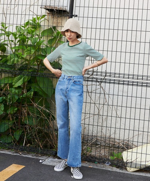 Auntie Rosa Holiday(アンティローザホリデー)の「ハーフスリーブリブボーダーCT(Tシャツ/カットソー・レディース・ブラック/ネイビー/グリーン・FREE)」の9枚目の写真