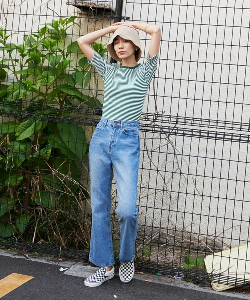 Auntie Rosa Holiday(アンティローザホリデー)の「ハーフスリーブリブボーダーCT(Tシャツ/カットソー・レディース・ブラック/ネイビー/グリーン・FREE)」の10枚目の写真