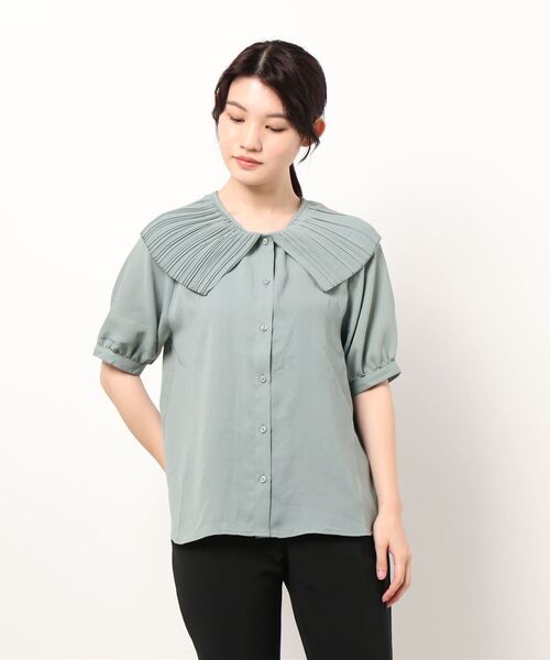 ehka sopo（エヘカソポ）の「プリーツ衿ブラウス（シャツ/ブラウス・レディース・ベージュ/サックスブルー/オフホワイト/ミント・ﾌﾘ-）」の4枚目の写真