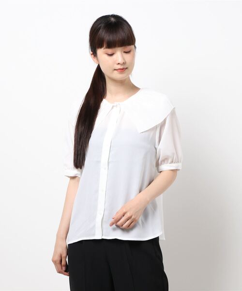 ehka sopo（エヘカソポ）の「プリーツ衿ブラウス（シャツ/ブラウス・レディース・ベージュ/サックスブルー/オフホワイト/ミント・ﾌﾘ-）」の7枚目の写真