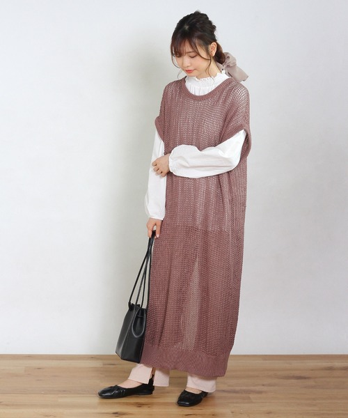 Crisp（クリスプ）の「バックリボンメッシュワンピース（ワンピース・レディース・ブラウン/イエロー・FREE）」の19枚目の写真