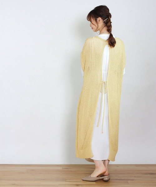 Crisp（クリスプ）の「バックリボンメッシュワンピース（ワンピース・レディース・ブラウン/イエロー・FREE）」の16枚目の写真