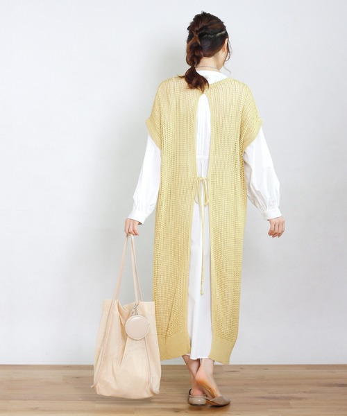Crisp（クリスプ）の「バックリボンメッシュワンピース（ワンピース・レディース・ブラウン/イエロー・FREE）」の21枚目の写真