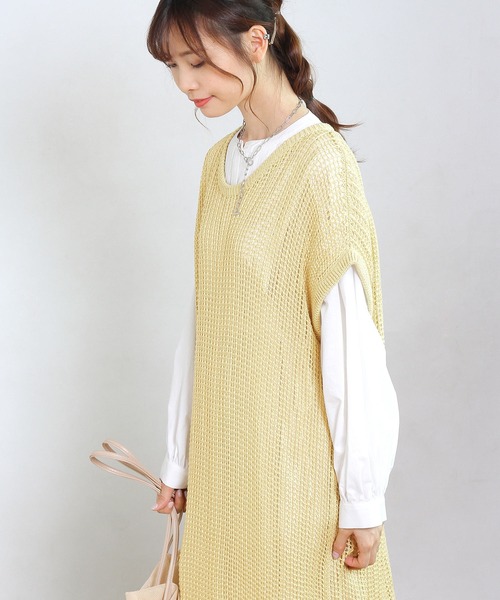 Crisp（クリスプ）の「バックリボンメッシュワンピース（ワンピース・レディース・ブラウン/イエロー・FREE）」の9枚目の写真