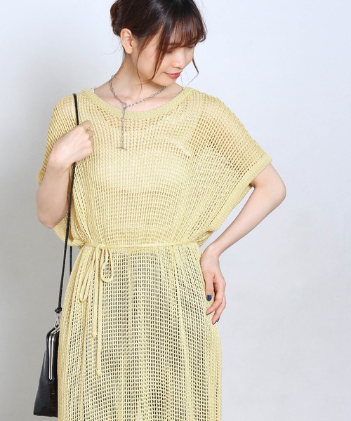 Crisp（クリスプ）の「バックリボンメッシュワンピース（ワンピース・レディース・ブラウン/イエロー・FREE）」の8枚目の写真