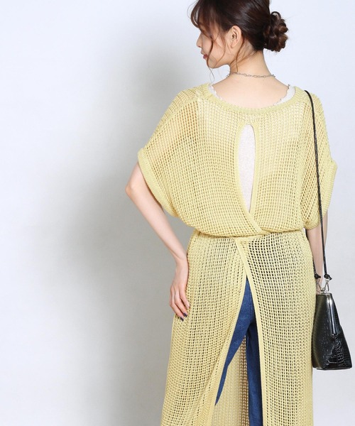 Crisp（クリスプ）の「バックリボンメッシュワンピース（ワンピース・レディース・ブラウン/イエロー・FREE）」の4枚目の写真