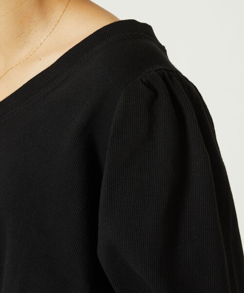 FREAK'S STORE（フリークスストア）の「Healthknit × FREAK'S STORE/フリークスストア 別注Vネックパフスリーブトップス（Tシャツ/カットソー・レディース・グリーン/ブラック/オフホワイト・ﾌﾘ-）」の6枚目の写真