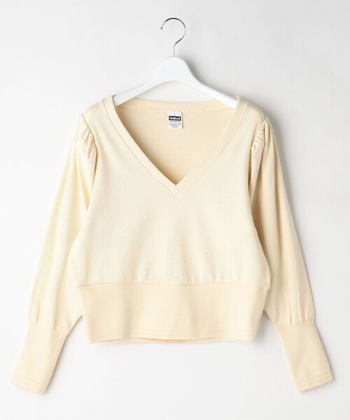 FREAK'S STORE（フリークスストア）の「Healthknit × FREAK'S STORE/フリークスストア 別注Vネックパフスリーブトップス（Tシャツ/カットソー・レディース・グリーン/ブラック/オフホワイト・ﾌﾘ-）」の21枚目の写真