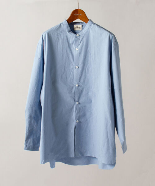 GLOSTER（グロスター）の「【GLOSTER/グロスター】オーガニックコットン スタンドカラーシャツ（シャツ/ブラウス・メンズ・ホワイト/ブラック/サックスブルー・MEDIUM/LARGE）」の3枚目の写真