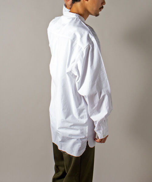 GLOSTER（グロスター）の「【GLOSTER/グロスター】オーガニックコットン スタンドカラーシャツ（シャツ/ブラウス・メンズ・ホワイト/ブラック/サックスブルー・MEDIUM/LARGE）」の7枚目の写真