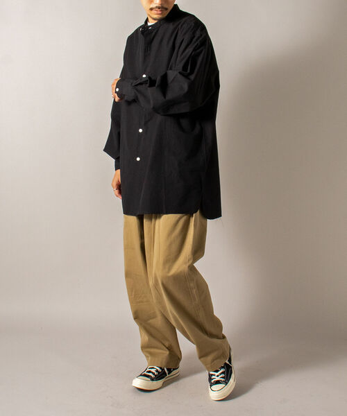 GLOSTER（グロスター）の「【GLOSTER/グロスター】オーガニックコットン スタンドカラーシャツ（シャツ/ブラウス・メンズ・ホワイト/ブラック/サックスブルー・MEDIUM/LARGE）」の14枚目の写真