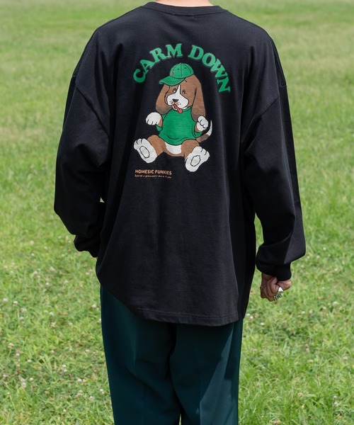 Perushu(ペルーシュ)の「【1周年記念アイテム】レトロプリントPerushuロンT(Tシャツ/カットソー・メンズ・ホワイト/ブラック系その他/ブラック/ホワイト系その他/ネイビー・LARGE/MEDIUM)」の4枚目の写真