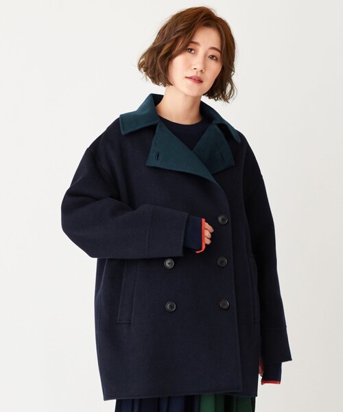 Paul Smith(ポールスミス)の「ウールリバー コート(ピーコート・レディース・ライトグレー系/ネイビー系・40/44L/42L)」の2枚目の写真