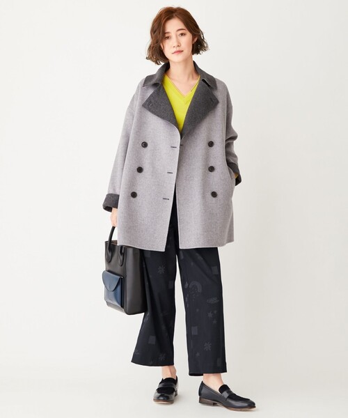 Paul Smith(ポールスミス)の「ウールリバー コート(ピーコート・レディース・ライトグレー系/ネイビー系・40/44L/42L)」の3枚目の写真