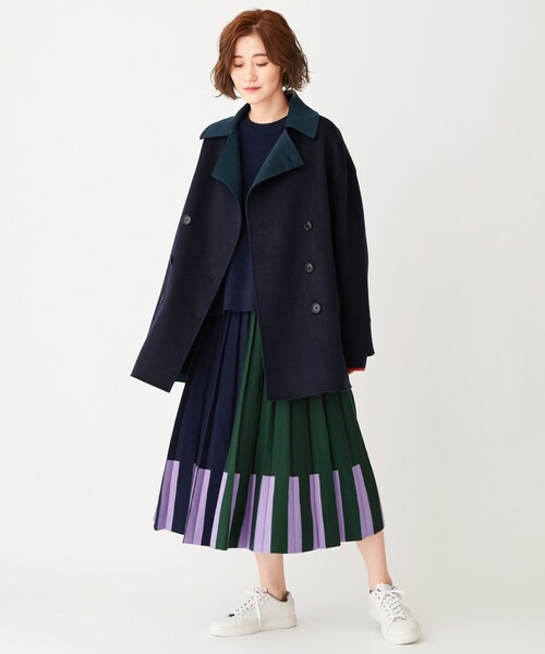 Paul Smith(ポールスミス)の「ウールリバー コート(ピーコート・レディース・ライトグレー系/ネイビー系・40/44L/42L)」の5枚目の写真
