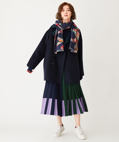 Paul Smith(ポールスミス)の「ウールリバー コート(ピーコート・レディース・ライトグレー系/ネイビー系・40/44L/42L)」の6枚目の写真