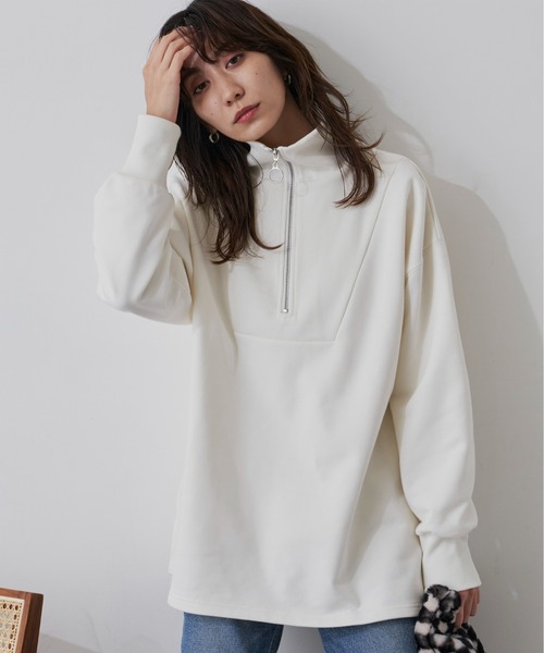 Auntie Rosa Holiday(アンティローザホリデー)の「ヘヴィーウェイト裏毛ハーフZIPプルオーバー(スウェット・レディース・アイボリー/ブラック/グレー/ピンク/ライトブルー・FREE)」の15枚目の写真