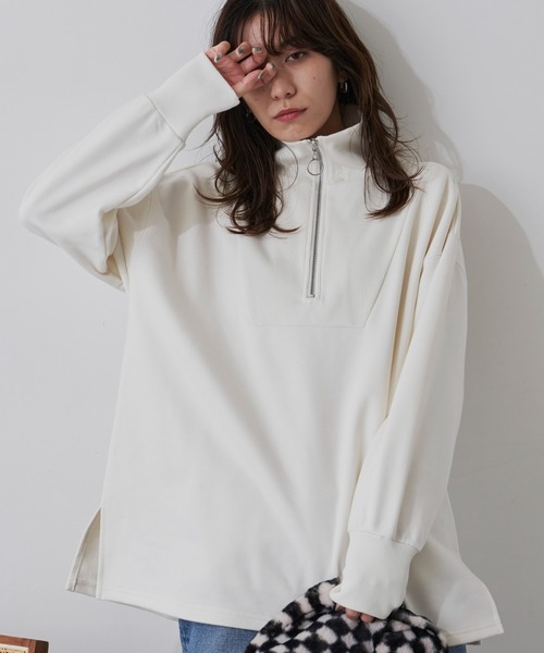 Auntie Rosa Holiday(アンティローザホリデー)の「ヘヴィーウェイト裏毛ハーフZIPプルオーバー(スウェット・レディース・アイボリー/ブラック/グレー/ピンク/ライトブルー・FREE)」の13枚目の写真