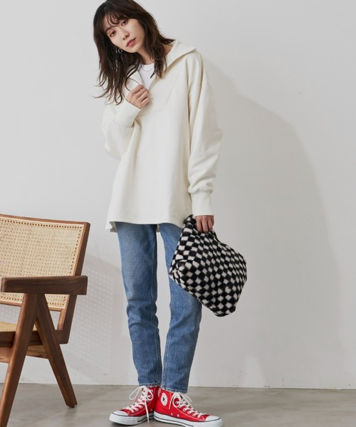 Auntie Rosa Holiday(アンティローザホリデー)の「ヘヴィーウェイト裏毛ハーフZIPプルオーバー(スウェット・レディース・アイボリー/ブラック/グレー/ピンク/ライトブルー・FREE)」の16枚目の写真