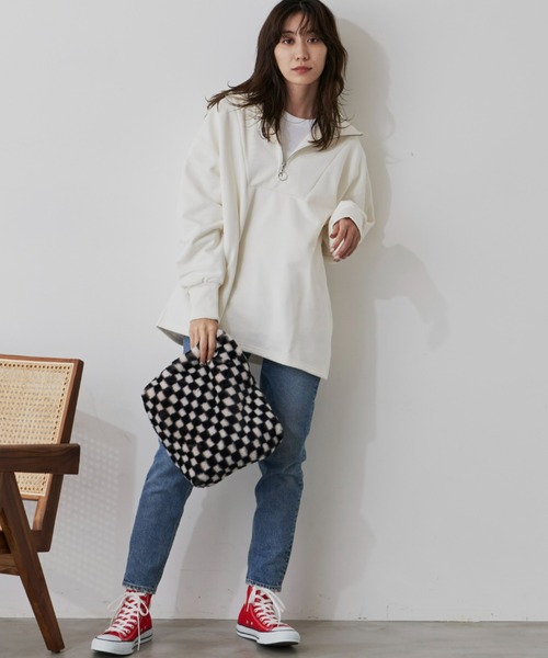 Auntie Rosa Holiday(アンティローザホリデー)の「ヘヴィーウェイト裏毛ハーフZIPプルオーバー(スウェット・レディース・アイボリー/ブラック/グレー/ピンク/ライトブルー・FREE)」の18枚目の写真