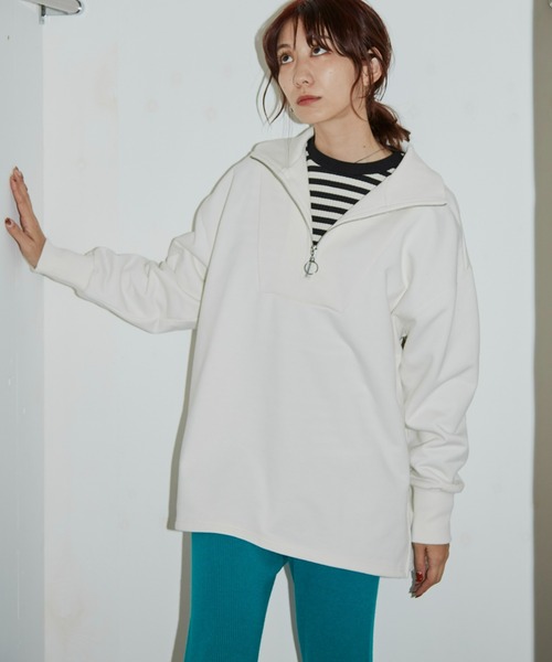 Auntie Rosa Holiday(アンティローザホリデー)の「ヘヴィーウェイト裏毛ハーフZIPプルオーバー(スウェット・レディース・アイボリー/ブラック/グレー/ピンク/ライトブルー・FREE)」の21枚目の写真