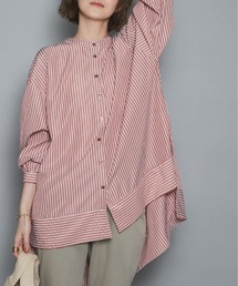 un dix cors（アンディコール）の「ワンランク上のお洒落が叶う バンドカラーストライプチュニック（シャツ/ブラウス）」