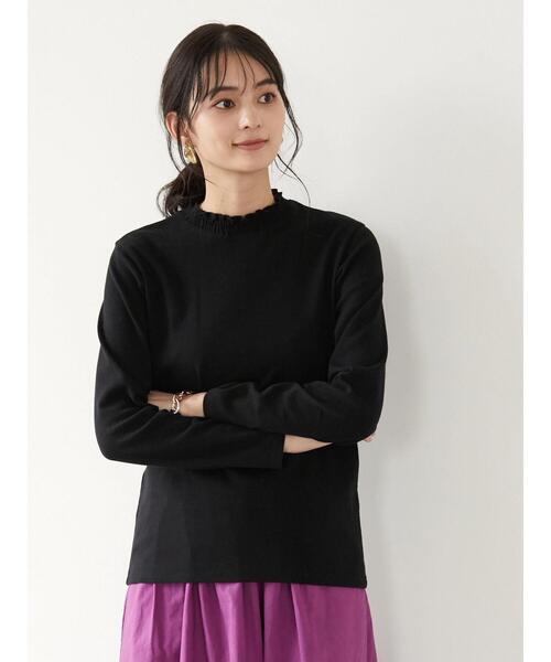 CRAFT STANDARD BOUTIQUE(クラフトスタンダードブティック)の「シャーリングハイネックカットプルオーバー *(Tシャツ/カットソー・レディース・チャコールグレー/ブラック/オフホワイト・FREE)」の6枚目の写真