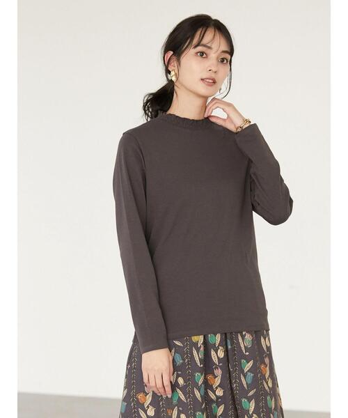 CRAFT STANDARD BOUTIQUE(クラフトスタンダードブティック)の「シャーリングハイネックカットプルオーバー *(Tシャツ/カットソー・レディース・チャコールグレー/ブラック/オフホワイト・FREE)」の12枚目の写真