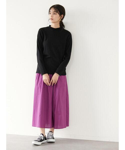 CRAFT STANDARD BOUTIQUE(クラフトスタンダードブティック)の「シャーリングハイネックカットプルオーバー *(Tシャツ/カットソー・レディース・チャコールグレー/ブラック/オフホワイト・FREE)」の18枚目の写真