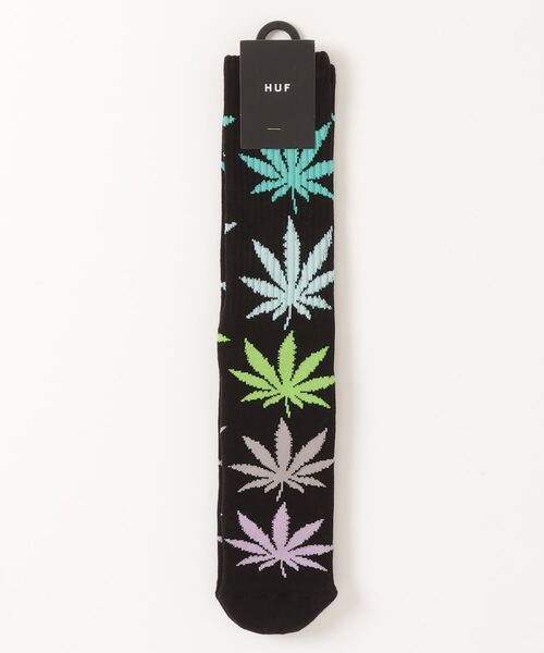 HUF(ハフ)の「【HUF】ハフ GRADIENT LEAVES PLANTLIFE SOCK クルーソックス 靴下 SK00543 SK00725(ソックス/靴下・メンズ・グリーン/ブラック/クリーム/サックスブルー・FREE)」の2枚目の写真