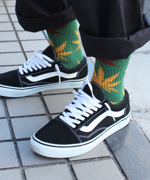 HUF(ハフ)の「【HUF】ハフ GRADIENT LEAVES PLANTLIFE SOCK クルーソックス 靴下 SK00543 SK00725(ソックス/靴下・メンズ・グリーン/ブラック/クリーム/サックスブルー・FREE)」の6枚目の写真
