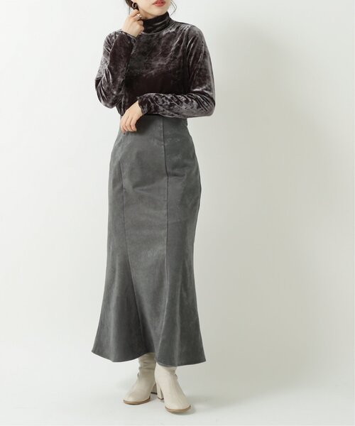 RAY CASSIN(レイカズン)の「光沢スウェードマーメイドスカート(スカート・レディース・グリーン/モカ/キナリ・FREE)」の6枚目の写真