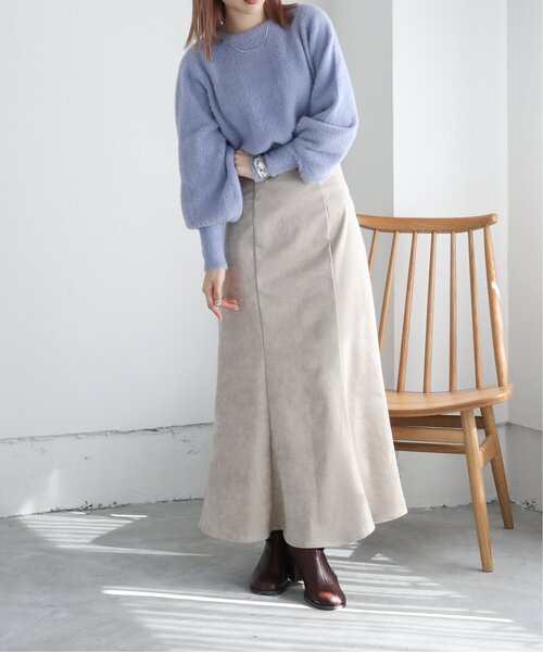 RAY CASSIN(レイカズン)の「光沢スウェードマーメイドスカート(スカート・レディース・グリーン/モカ/キナリ・FREE)」の10枚目の写真