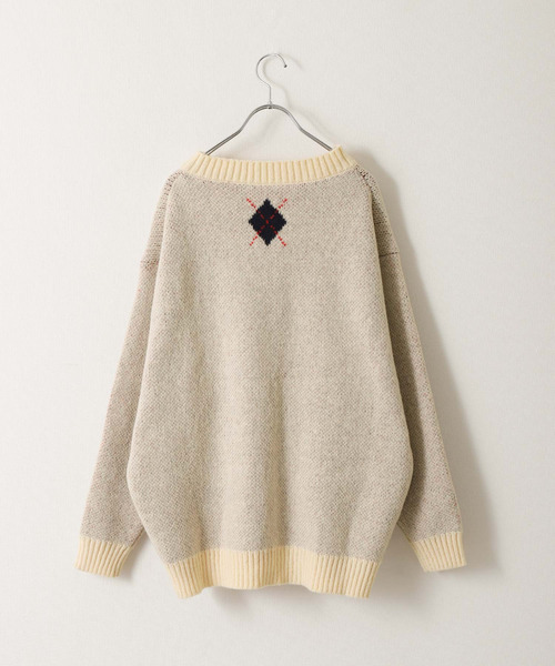 ZIP FIVE（ジップファイブ）の「【ZOZO限定】【風早ゆうた×ZIPFIVE】ビッグアーガイル Ｖネック  リラックスニット バックデザイン付き【ユニセックス】（ニット/セーター・メンズ・アイボリー/ネイビー・SMALL/LARGE/MEDIUM）」の10枚目の写真