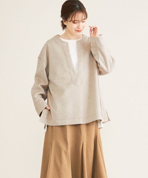 SHARE PARK（シェアパーク）の「【洗える】WOOLETカフタンプルオーバー（ニット/セーター・レディース・ライトグレー系/ベージュ系・1）」の4枚目の写真