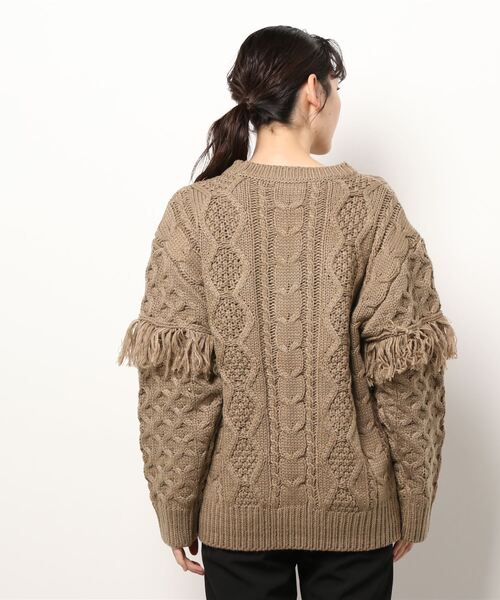RETRO GIRL（レトロガール）の「フリンジケーブルニット（ニット/セーター・レディース・ブラウン/レッド/オフホワイト・FREE）」の13枚目の写真