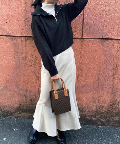 INGNI(イング)の「ハーフジップニット(ニット/セーター・レディース・グリーン/アイボリー/ブラック/オレンジ/マスタード/ピンク・M)」の16枚目の写真