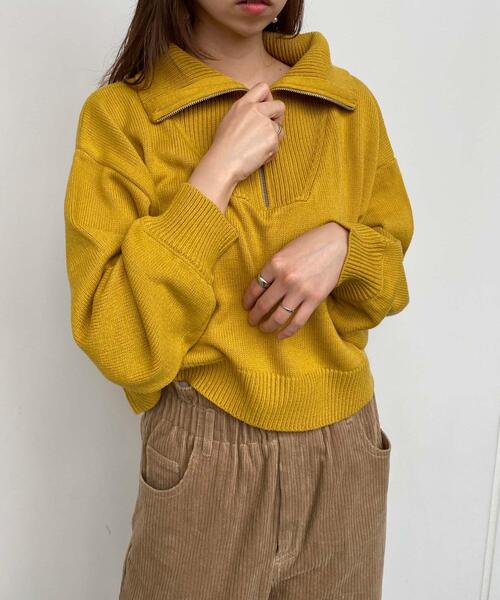 INGNI(イング)の「ハーフジップニット(ニット/セーター・レディース・グリーン/アイボリー/ブラック/オレンジ/マスタード/ピンク・M)」の18枚目の写真