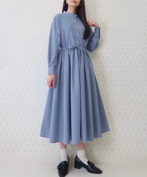 Puril スタンドカラー2wayウェストリボン付き ゆるシャツワンピース シャツワンピース Puril ピュリル のファッション通販 Zozotown