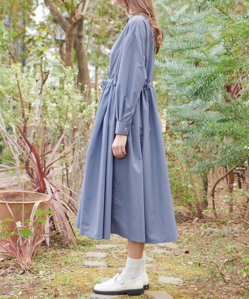 PURIL（ピュリル）の「【PURIL】スタンドカラー2wayウェストリボン付き ゆるシャツワンピース（シャツワンピース・レディース・ホワイト/ベージュ/ブルー・S/M）」の6枚目の写真