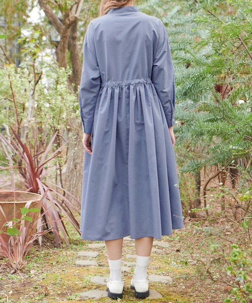 PURIL（ピュリル）の「【PURIL】スタンドカラー2wayウェストリボン付き ゆるシャツワンピース（シャツワンピース・レディース・ホワイト/ベージュ/ブルー・S/M）」の7枚目の写真